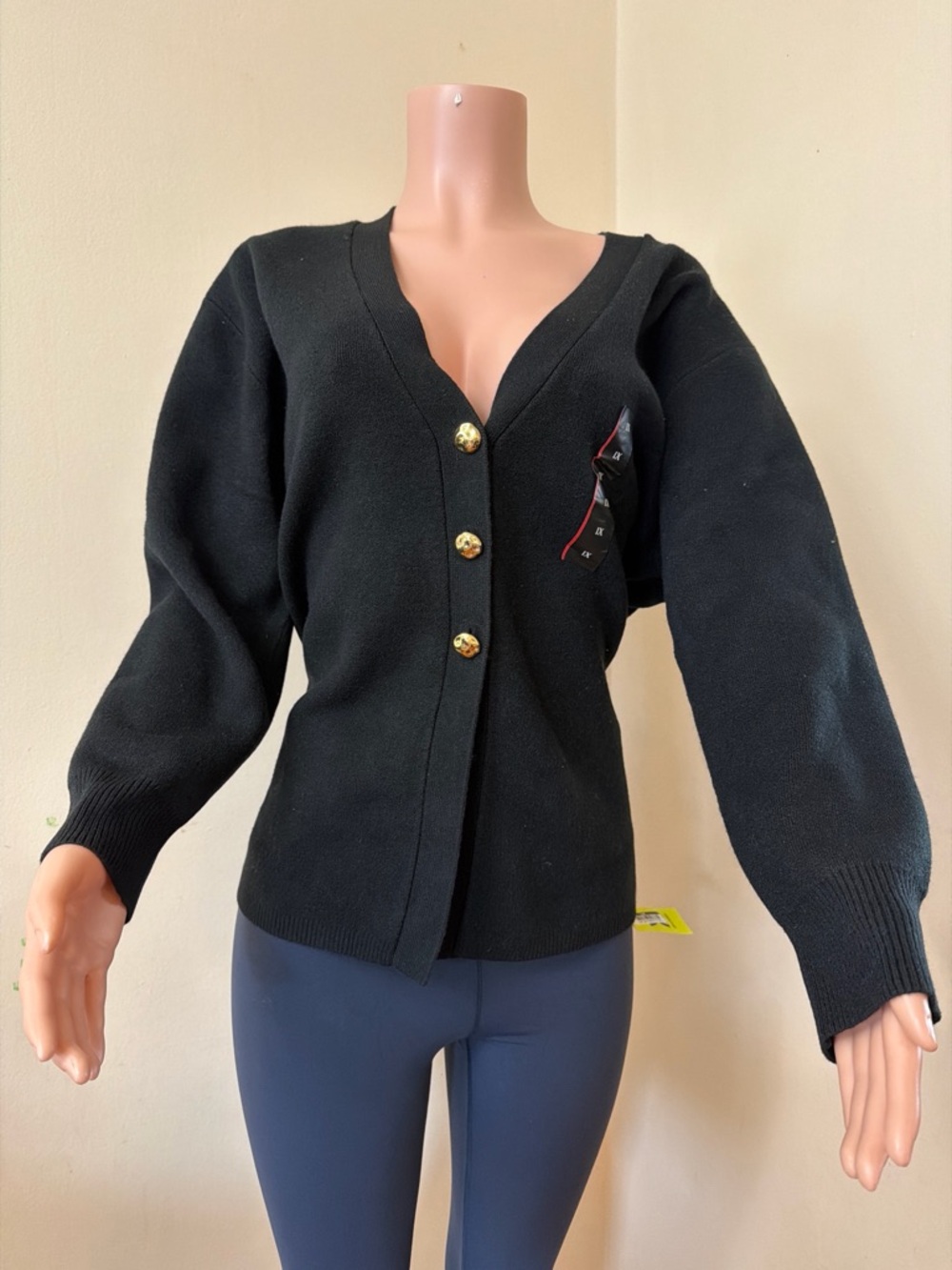 Black V-Neck Button Front Sweater Cardigan